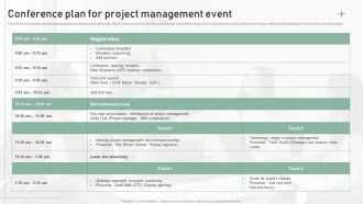 Conference Plan For Project Management Event Background PDF