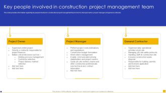 Construction Project Instructions Playbook Key People Involved In Construction Project Management Team Introduction PDF