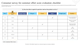 Consumer Survey For Customer Effort Score Evaluation Checklist Ppt Slides PDF