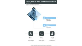Contact Details For Public Relation Marketing Strategy Proposal One Pager Sample Example Document
