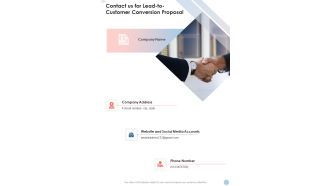 Contact Us For Lead To Customer Conversion Proposal One Pager Sample Example Document