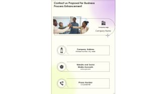 Contact Us Proposal For Business Process Enhancement One Pager Sample Example Document