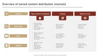 Content Delivery And Promotion Overview Of Owned Content Distribution Channels Icons PDF