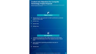 Context And Objectives For Computer Technology Project Proposal One Pager Sample Example Document