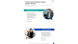 Context And Solution For Expert Support Services One Pager Sample Example Document