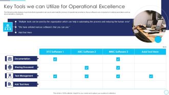 Continuous Enhancement Strategy Key Tools We Can Utilize For Operational Excellence Demonstration PDF