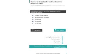 Contractor Selection For Technical Venture Proposal Context One Pager Sample Example Document