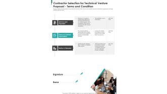 Contractor Selection For Technical Venture Proposal Terms And Condition One Pager Sample Example Document
