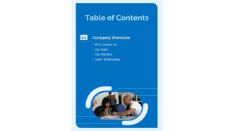 Contractors Bid Proposal For Immigration Services Table Of Contents One Pager Sample Example Document