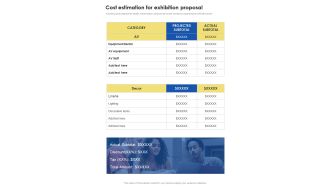 Contractors Bid Proposal For Organizing Exhibitions Cost Estimation For Exhibition Proposal One Pager Sample Example Document