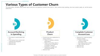 Controlling Customer Retention Various Types Of Customer Churn Ppt Infographics Brochure PDF