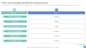 Conventional Media Channels Direct Mail Campaign Checklist For Lead Generation Icons PDF
