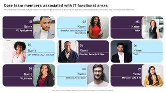 Core Team Members Associated With IT Functional Areas Brochure PDF