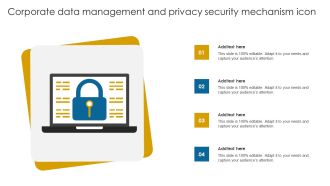 Corporate Data Management And Privacy Security Mechanism Icon Slides PDF