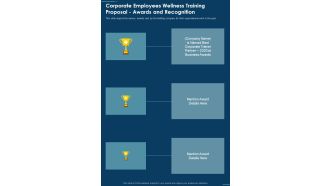 Corporate Employees Wellness Training Proposal Awards And Recognition One Pager Sample Example Document