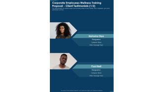 Corporate Employees Wellness Training Proposal Client Testimonials One Pager Sample Example Document