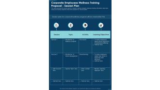 Corporate Employees Wellness Training Proposal Session Plan One Pager Sample Example Document
