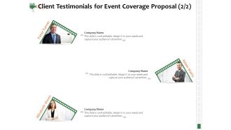 Corporate Event Videography Proposal Client Testimonials For Event Coverage Proposal Structure PDF