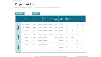 Corporate Execution And Financial Liability Report Project Task List Background PDF