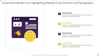 Corporate Identity Icon Highlighting Website Color Scheme And Typography Infographics PDF