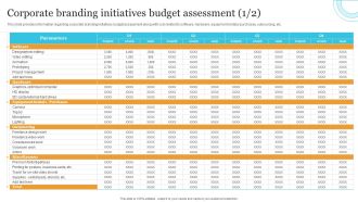 Corporate Product And Overall Corporate Branding Initiatives Budget Assessment Introduction PDF