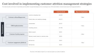 Cost Involved In Implementing Customer Attrition Management Strategies Background PDF