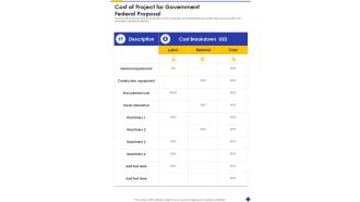Cost Of Project For Government Federal Proposal One Pager Sample Example Document