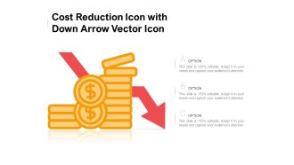 Cost Reduction Icon With Down Arrow Vector Icon Ppt PowerPoint Presentation Pictures Maker