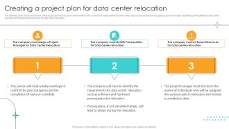 Cost Saving Benefits Of Implementing Data Center Creating A Project Plan For Data Center Relocation Introduction PDF