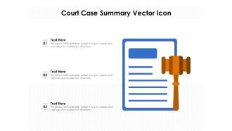 Court Case Summary Vector Icon Ppt PowerPoint Presentation File Graphic Tips PDF