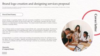 Cover Letter Brand Logo Creation And Designing Services Proposal Sample PDF