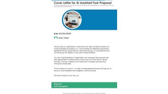 Cover Letter For AI Assistant Tool Proposal One Pager Sample Example Document