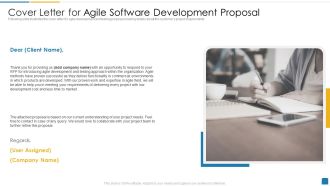 Cover Letter For Agile Software Development Proposal Portrait PDF