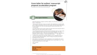Cover Letter For Authors Manuscript Proposal Acceleration Program One Pager Sample Example Document