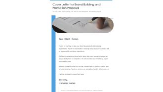 Cover Letter For Brand Building And Promotion Proposal One Pager Sample Example Document