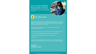 Cover Letter For Brand Representative Services One Pager Sample Example Document