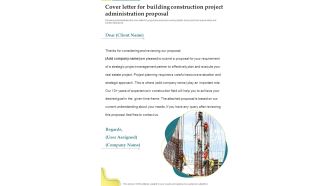 Cover Letter For Building Construction Project Administration Proposal One Pager Sample Example Document