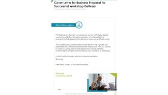 Cover Letter For Business Proposal For Successful Workshop Delivery One Pager Sample Example Document
