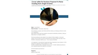Cover Letter For Business Proposal To Raise Funding From Angel Investor One Pager Sample Example Document