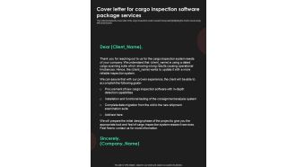 Cover Letter For Cargo Inspection Software Package Services One Pager Sample Example Document