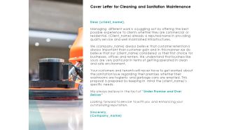 Cover Letter For Cleaning And Sanitation Maintenance Marketing Ppt PowerPoint Presentation Ideas Samples