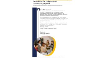 Cover Letter For Collaboration Investment Proposal One Pager Sample Example Document