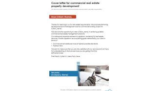 Cover Letter For Commercial Real Estate Property Development One Pager Sample Example Document