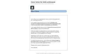 Cover Letter For Debt Settlement One Pager Sample Example Document