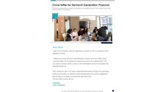 Cover Letter For Demand Generation Proposal One Pager Sample Example Document