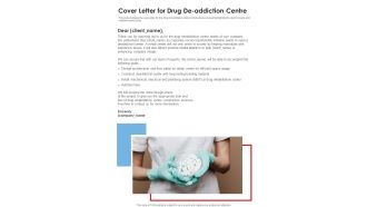 Cover Letter For Drug De Addiction Centre One Pager Sample Example Document