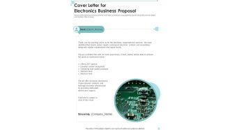Cover Letter For Electronics Business Proposal One Pager Sample Example Document