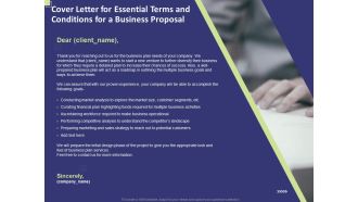 Cover Letter For Essential Terms And Conditions For A Business Proposal Ppt PowerPoint Presentation Styles Slides PDF