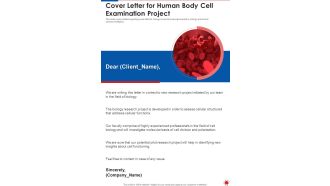 Cover Letter For Human Body Cell Examination Project One Pager Sample Example Document