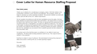 Cover Letter For Human Resource Staffing Proposal Ppt PowerPoint Presentation Gallery Design Inspiration